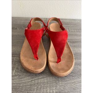 Vionic Red Suede Sandals Orthotic Comfort Slingback Arch Support Size 10